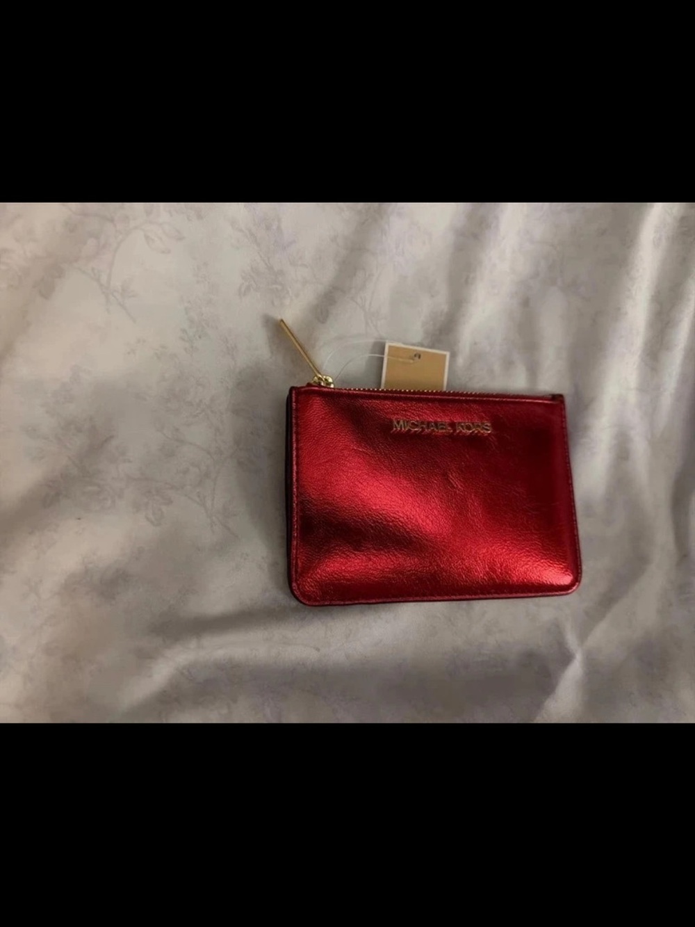 Michael Kors Metallic Red Zip Card & Coin Holder